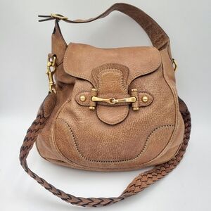 Gucci Large New Pelhem Brown Leather Shoulder Bag Authentic